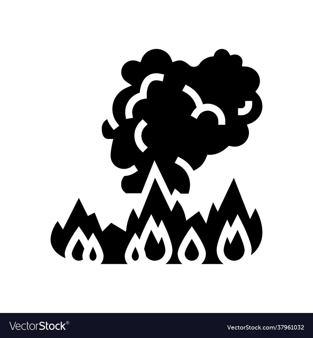 Fire smoke glyph icon Royalty Free Vector Image