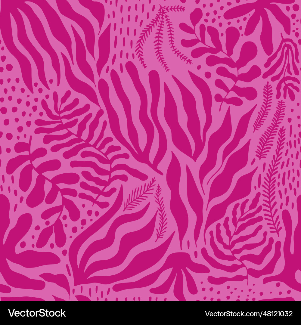 Floral seamless pink pattern hand drawn plants Vector Image