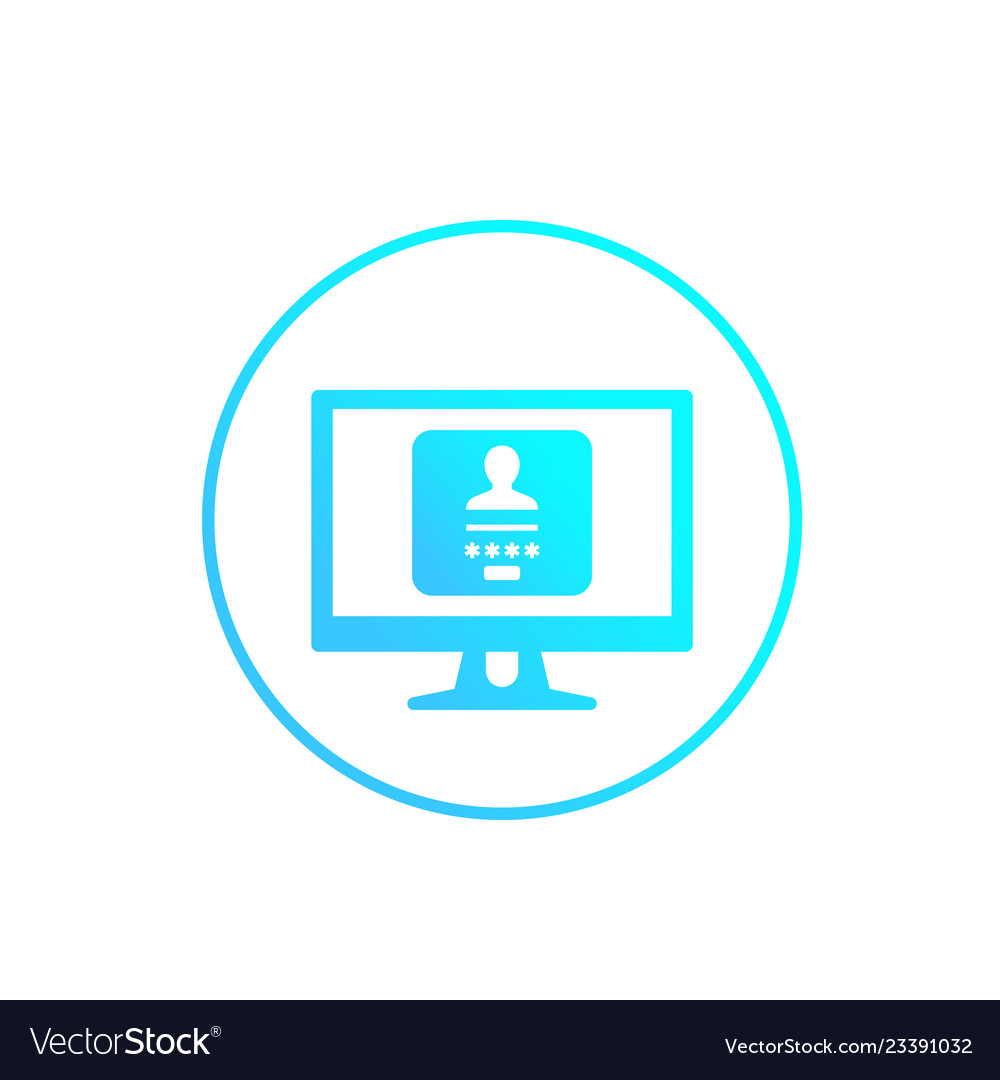 Login form authentication icon on white Royalty Free Vector