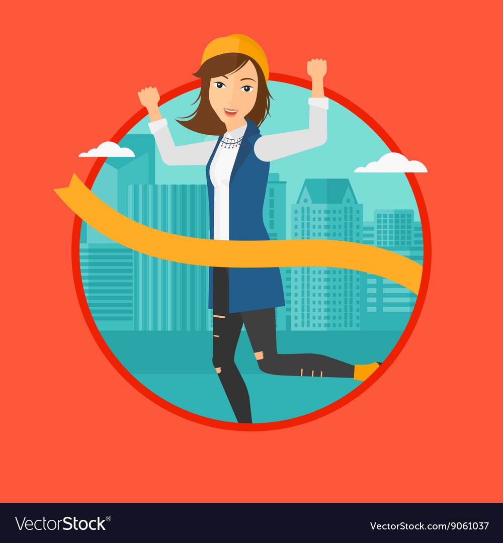 Business woman crossing finish line Royalty Free Vector