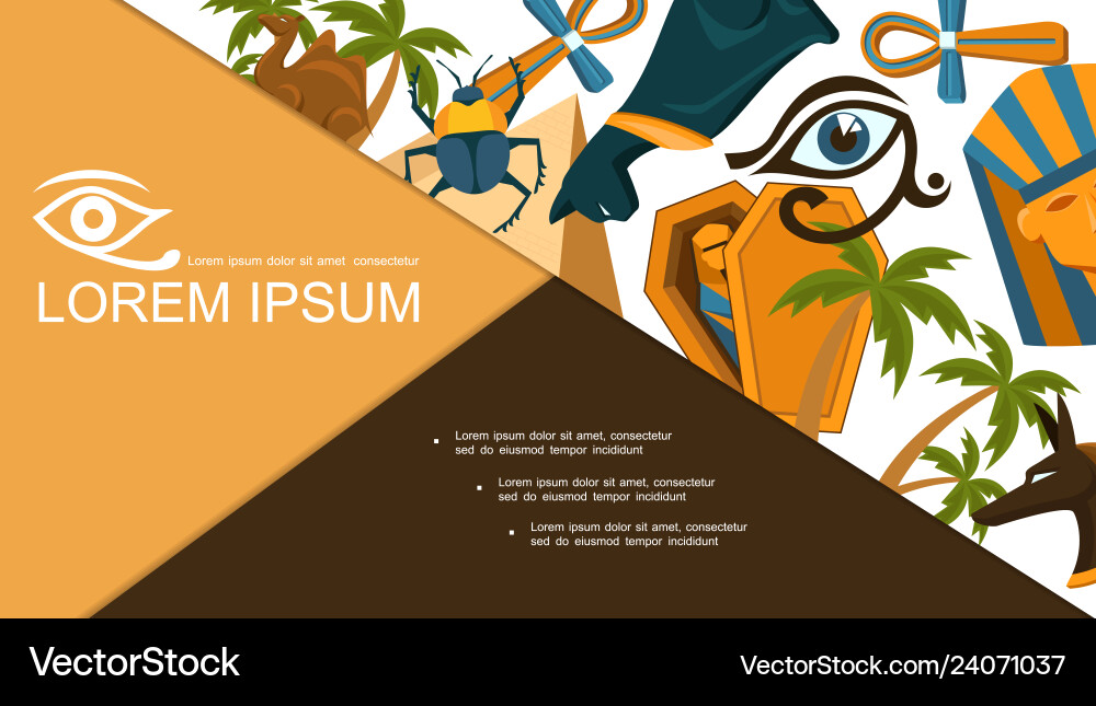 Flat egypt elements composition Royalty Free Vector Image