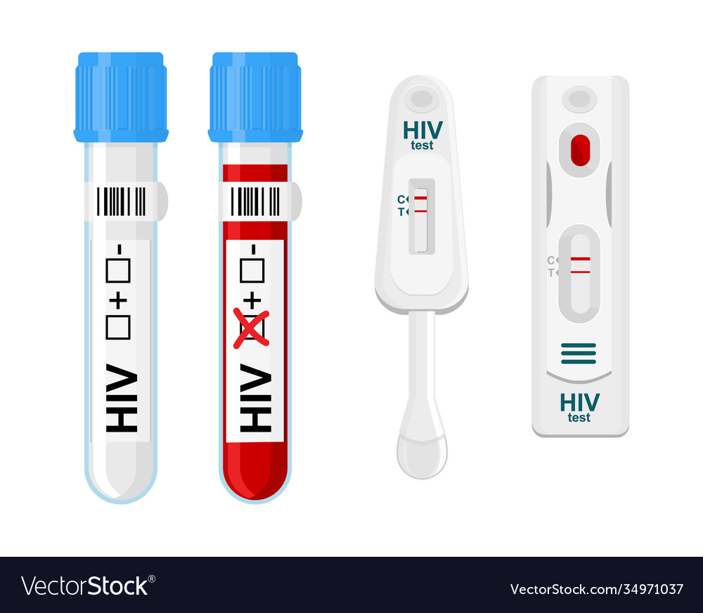 Hiv test and selftest kit with laboratory blood Vector Image
