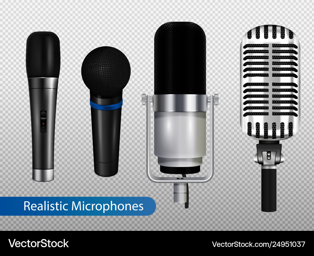 Profesional microphones transparent set Royalty Free Vector