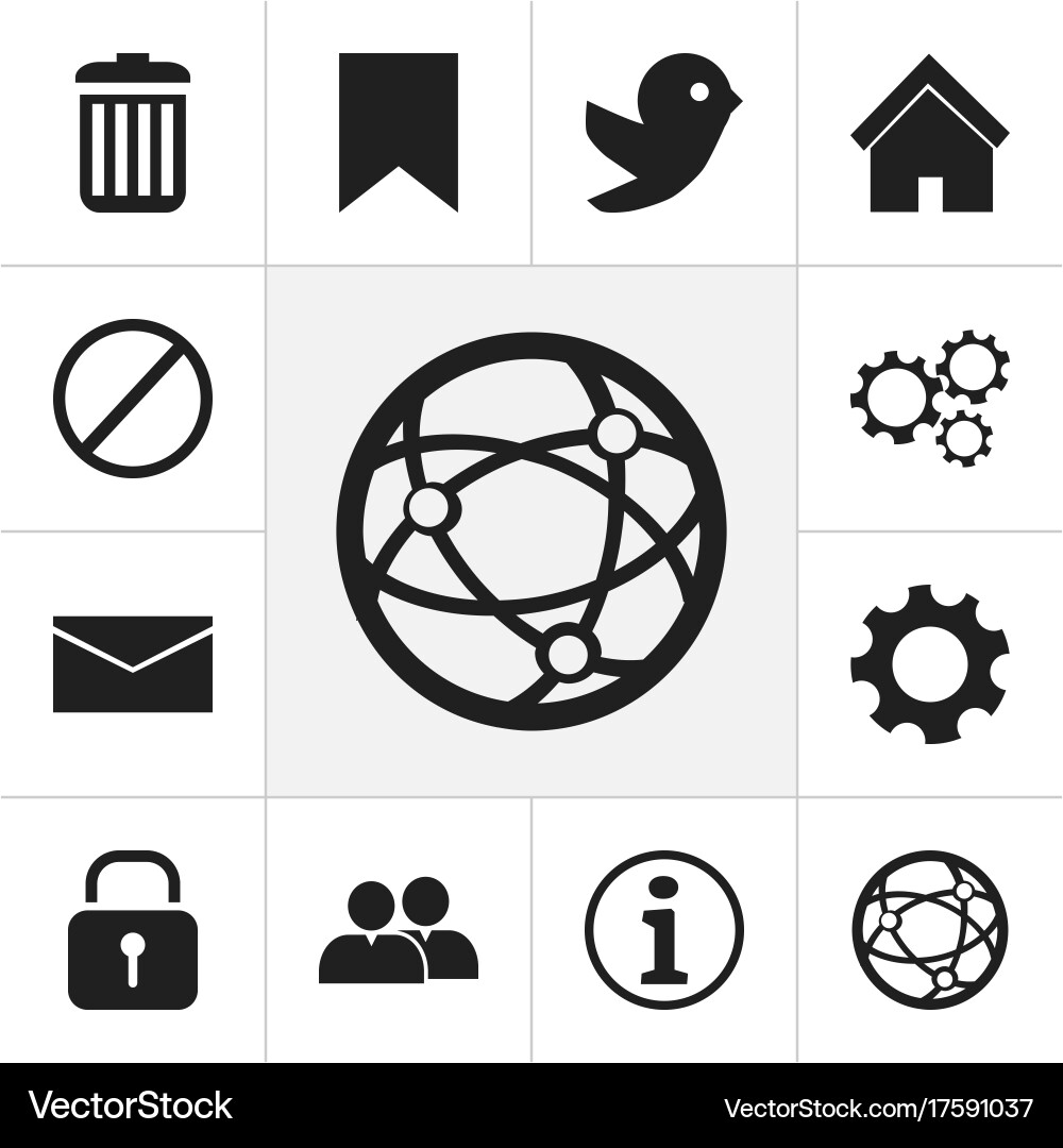Set of 12 editable internet icons includes Vector Image