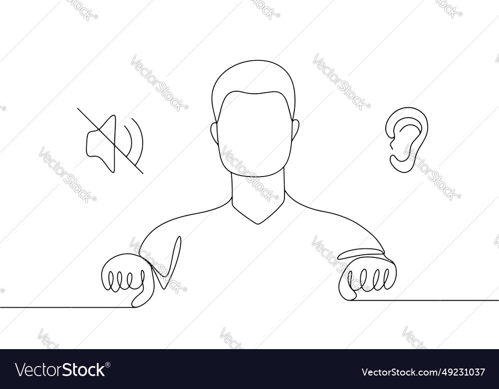 Sign language man one line Royalty Free Vector Image