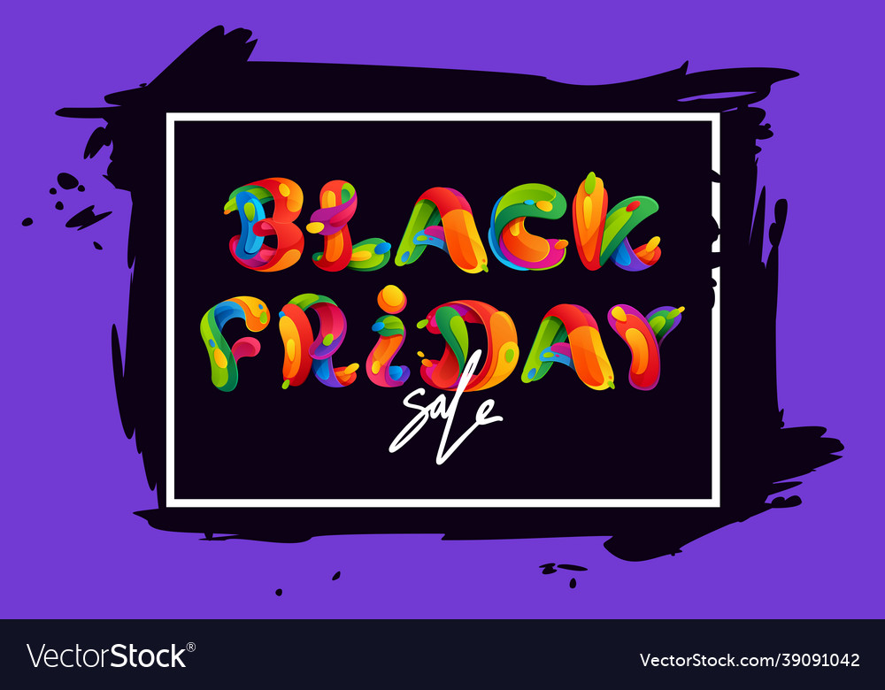 Black friday sale lettering on brush stroke Vector Image