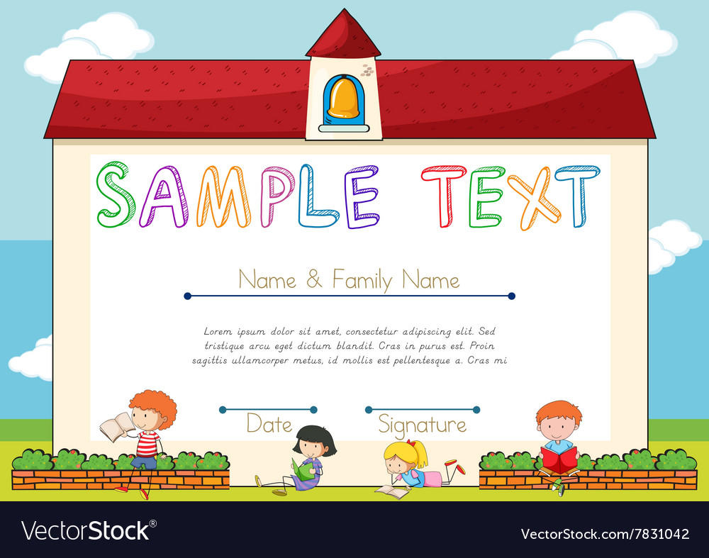 certificate template with children on background vector image children certificate template