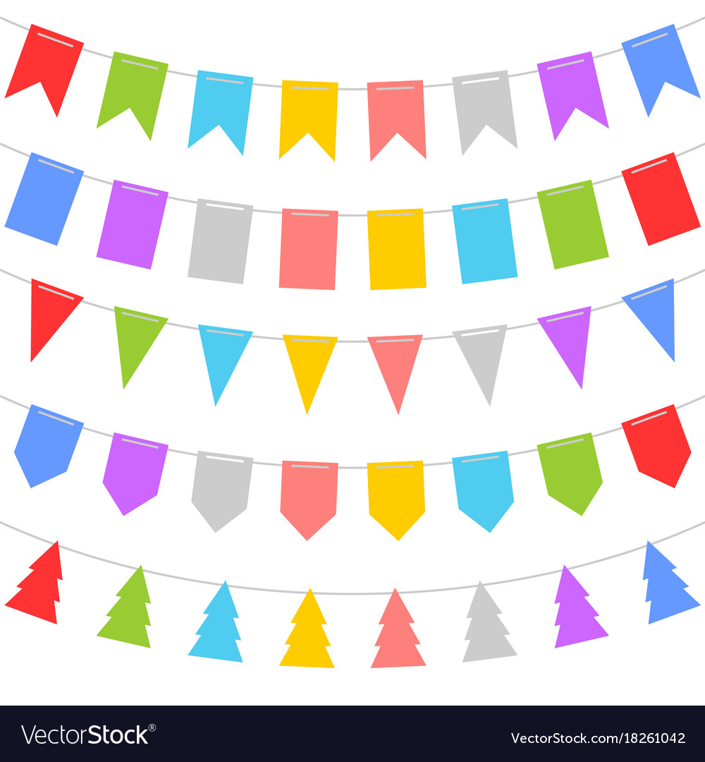 Colorful shape of bunting set on white background Vector Image