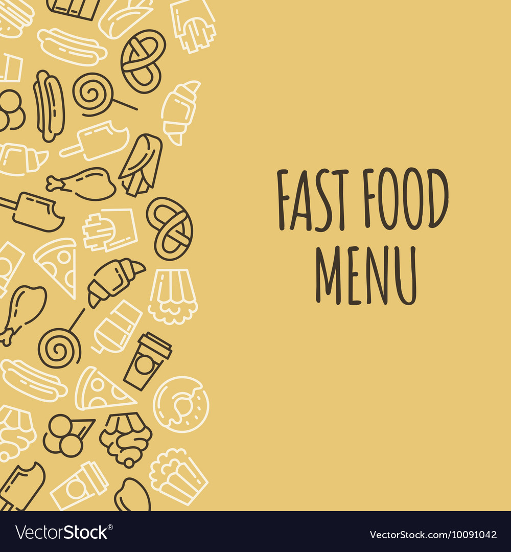 Fast food menu set of cartoon background Vector Image