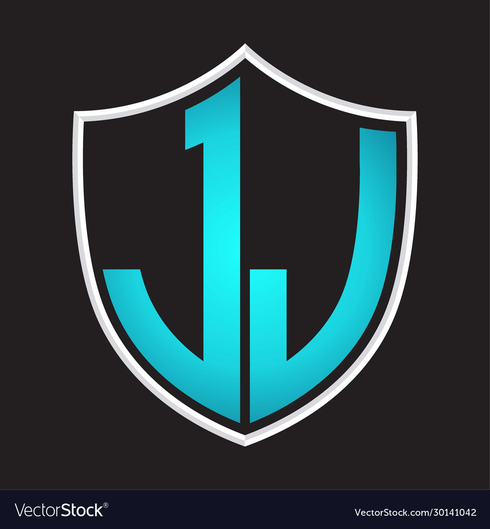 Jj logo monogram with shield shape isolated blue Vector Image