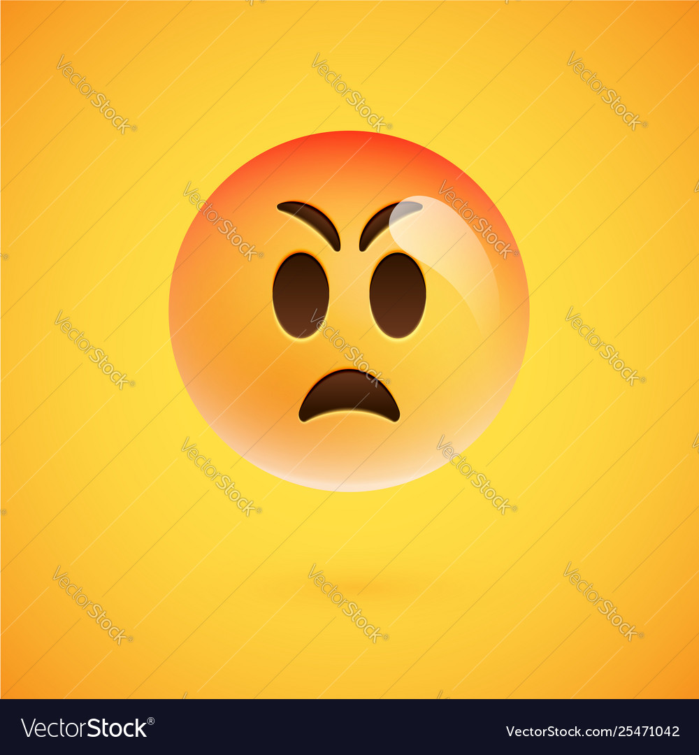 Realistic yellow emoticon in front a yellow Vector Image