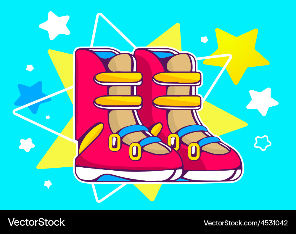 Red Boots On Blue Star Background Royalty Free Vector Image