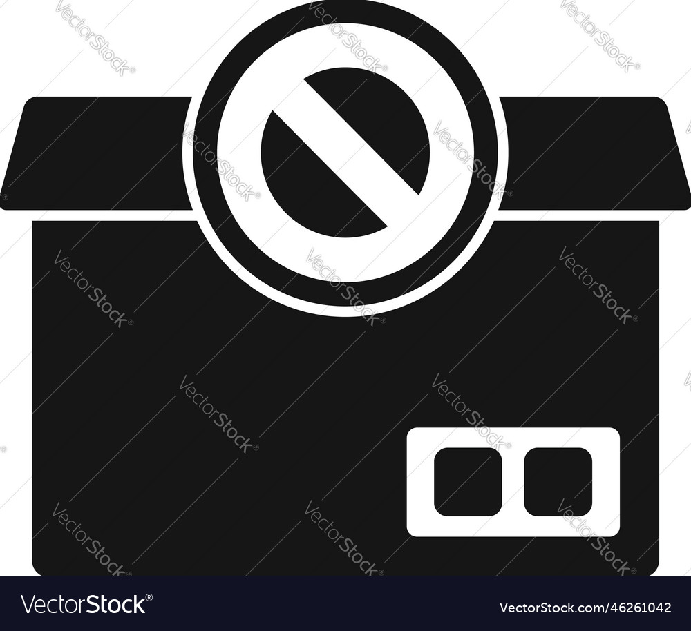 Rejected box icon simple parcel product Royalty Free Vector