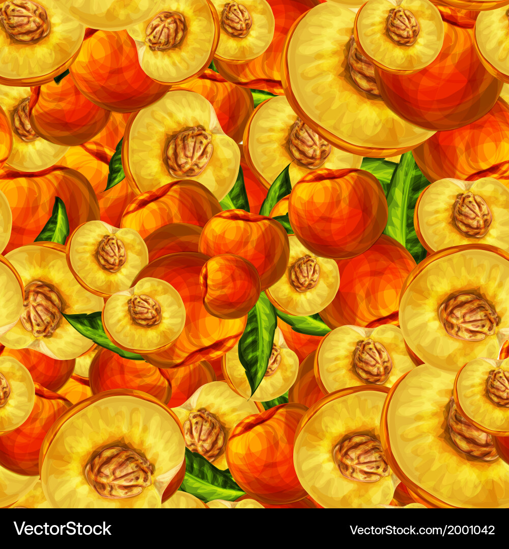 Seamless peach fruit sliced pattern Royalty Free Vector