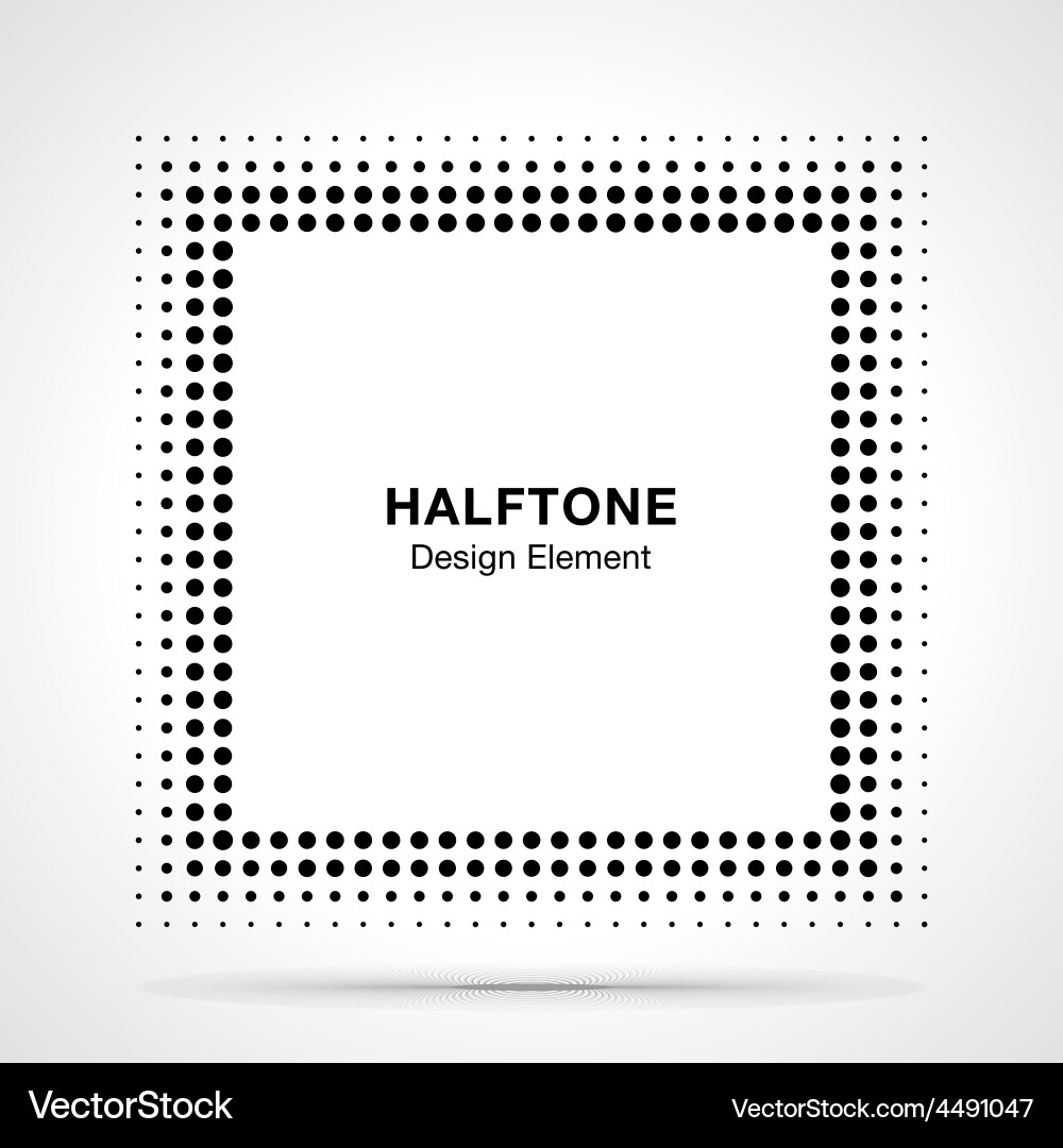 Black abstract halftone square frame background Vector Image