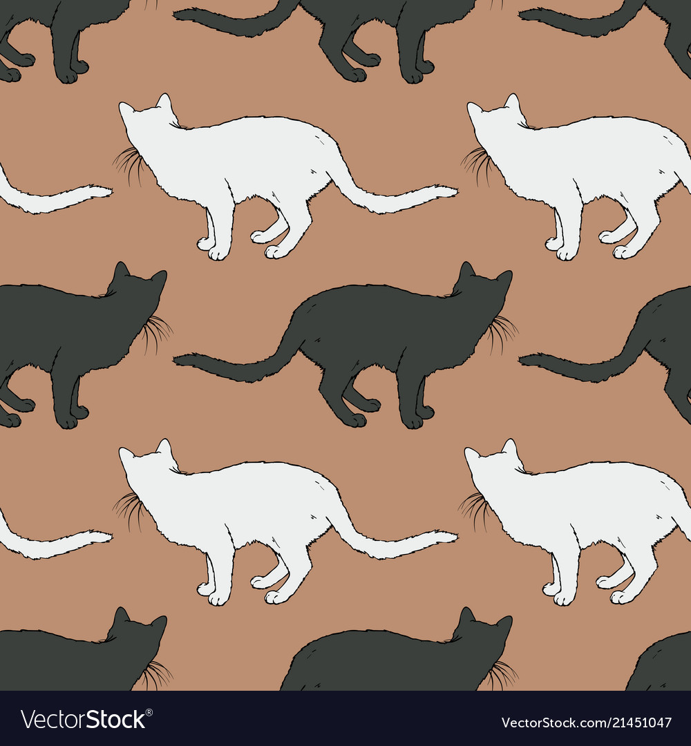 Black and white cat seamless pattern Royalty Free Vector