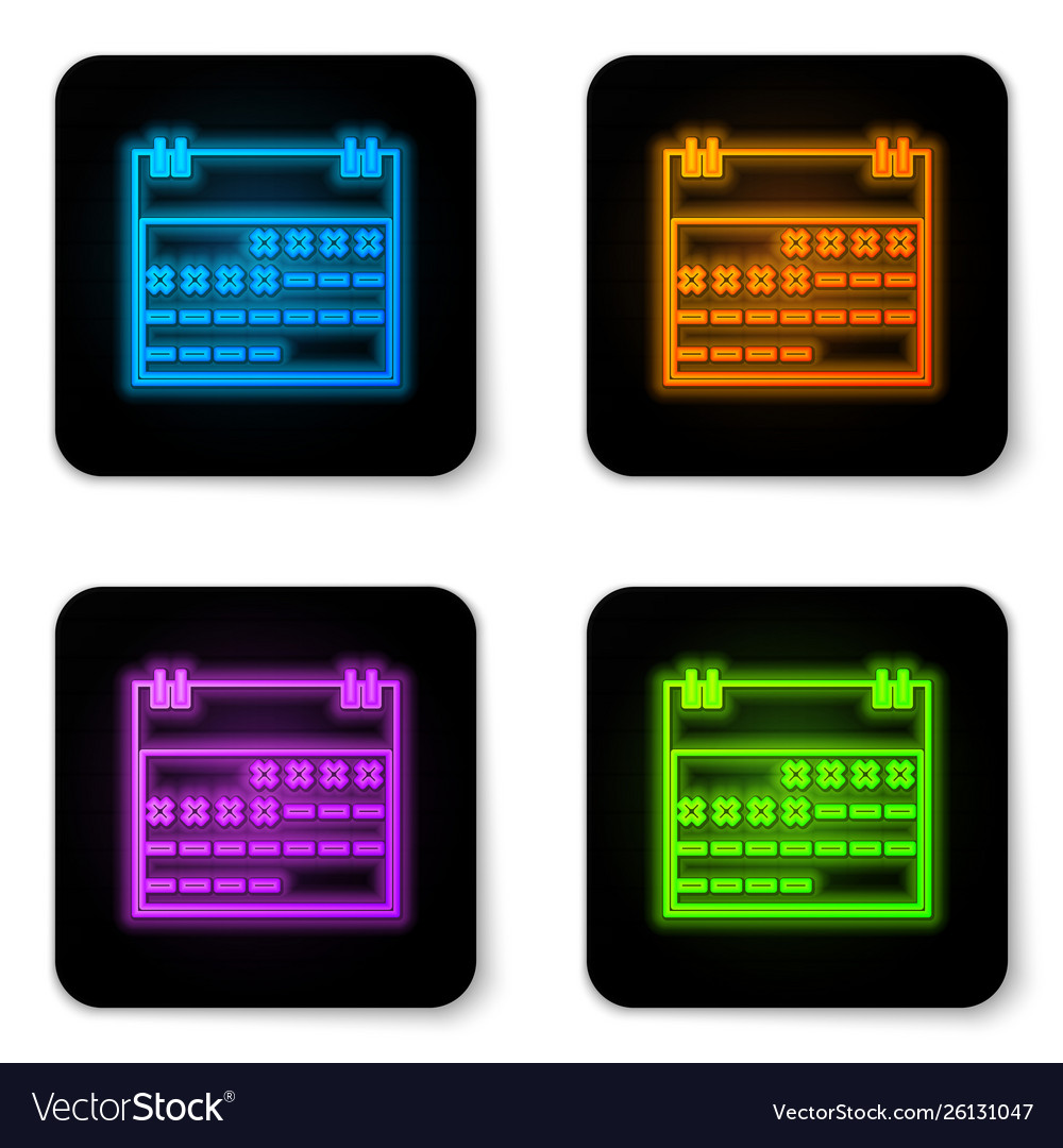 Glowing Neon Calendar Icon Isolated On White Vector Image