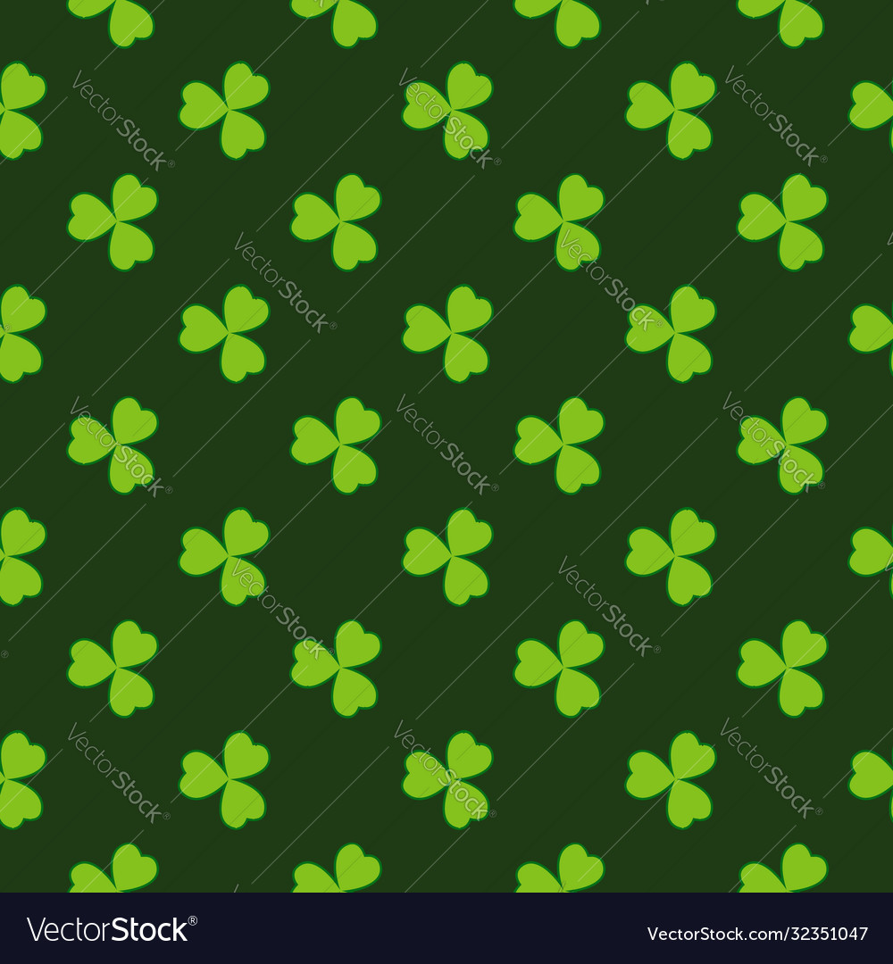 Green Clover Leaves Seamless Pattern Royalty Free Vector