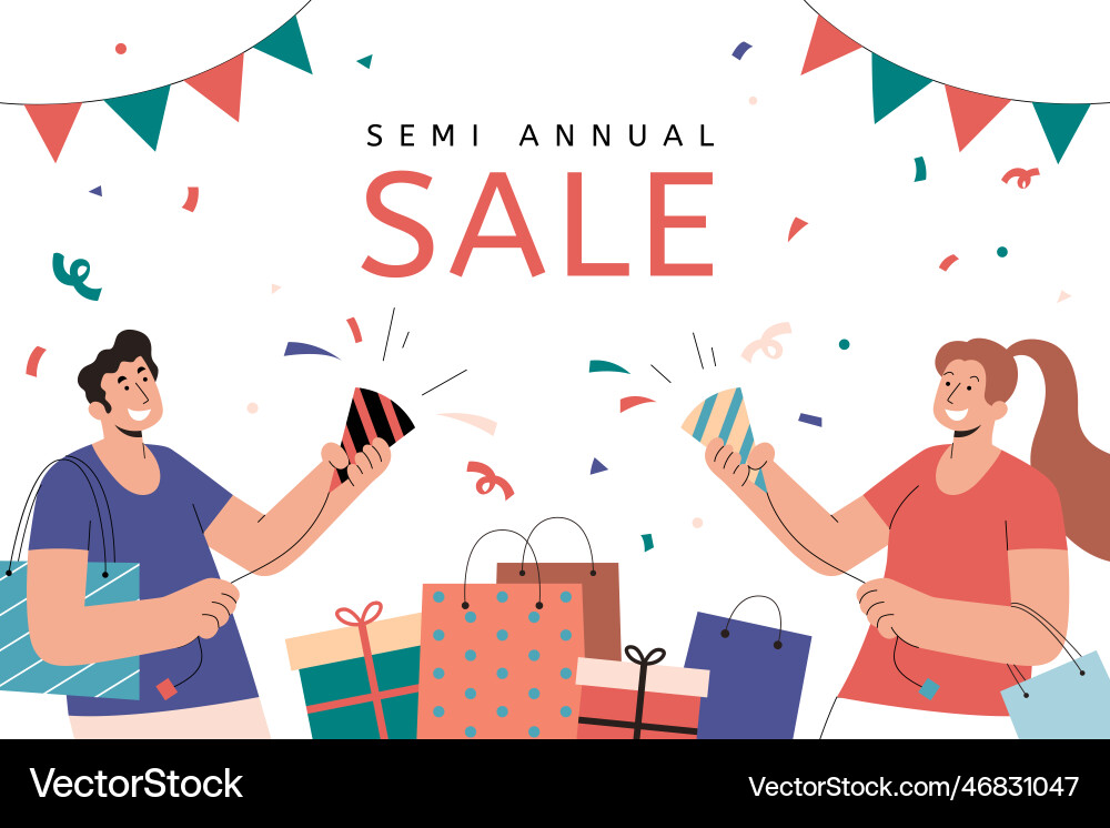 Semi annual sale banner Royalty Free Vector Image