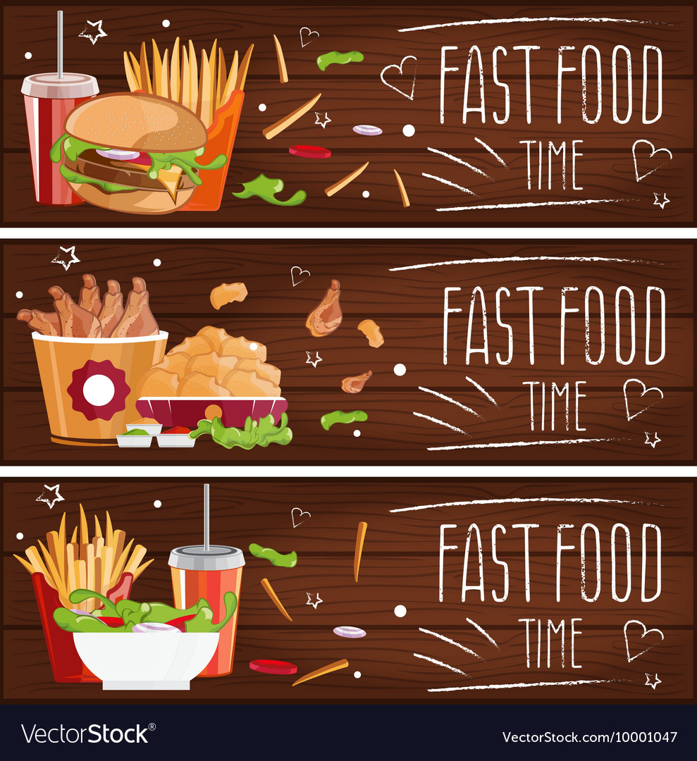 Set banners for theme fast food Royalty Free Vector Image