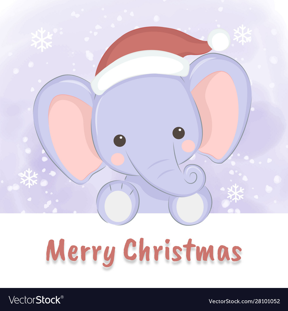 Baby elephant for christmas Royalty Free Vector Image