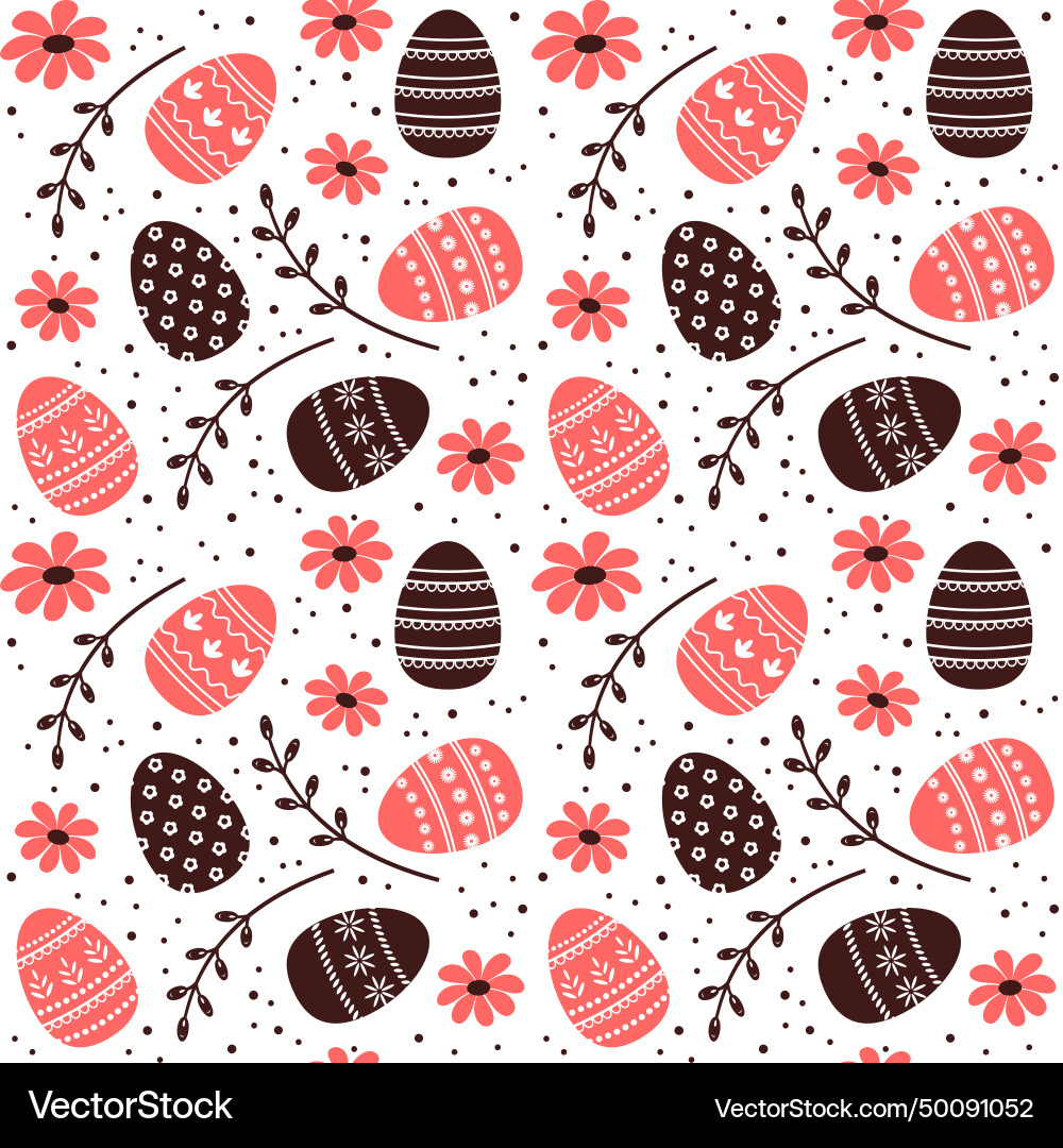 Decorative easter eggs and spring willow branches Vector Image