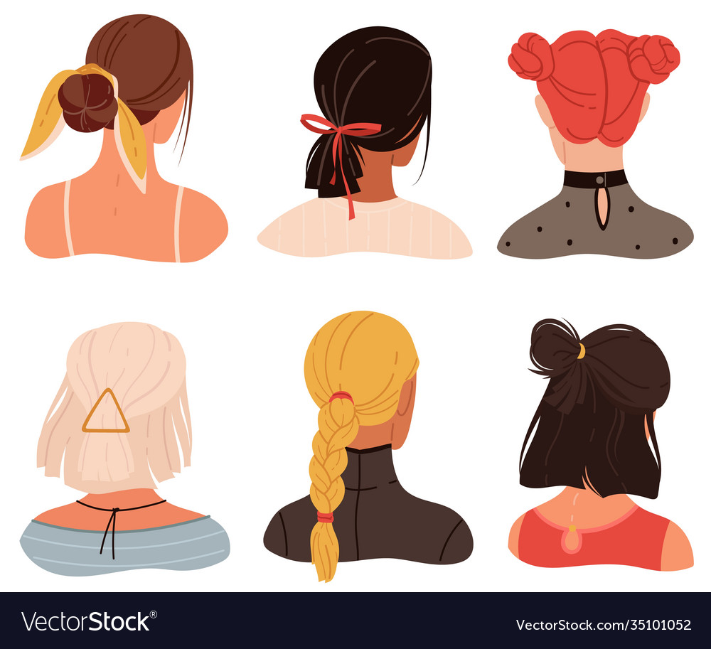 Female stylish hairstyles and accessories young Vector Image