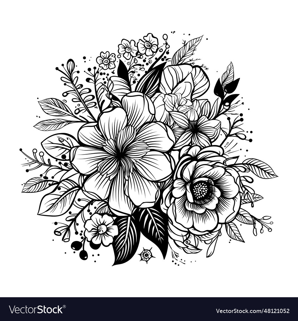 Flowers rose leaves wedding ornament concept Vector Image