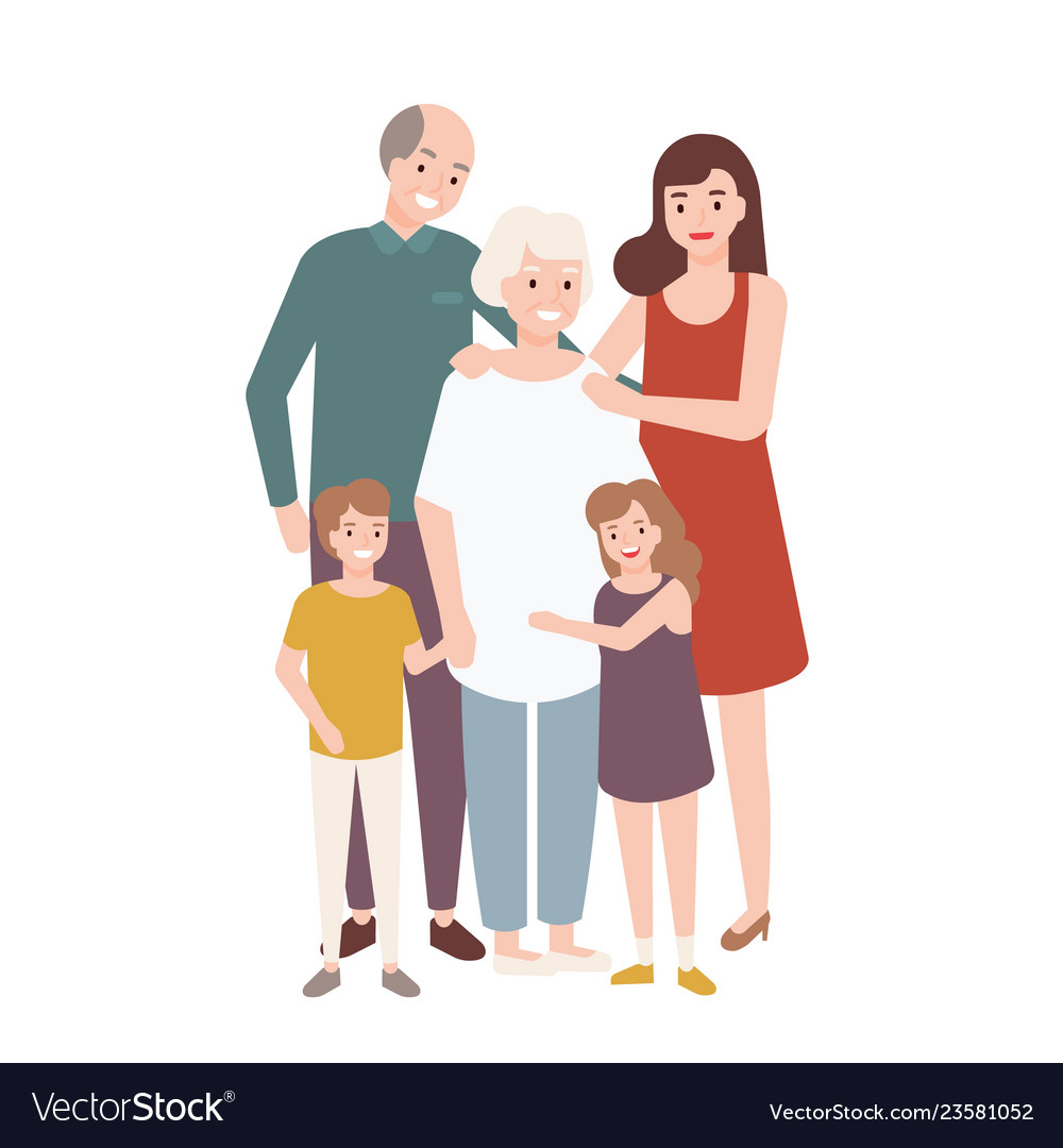 Happy Family With Grandfather Grandmother Mother Vector Image