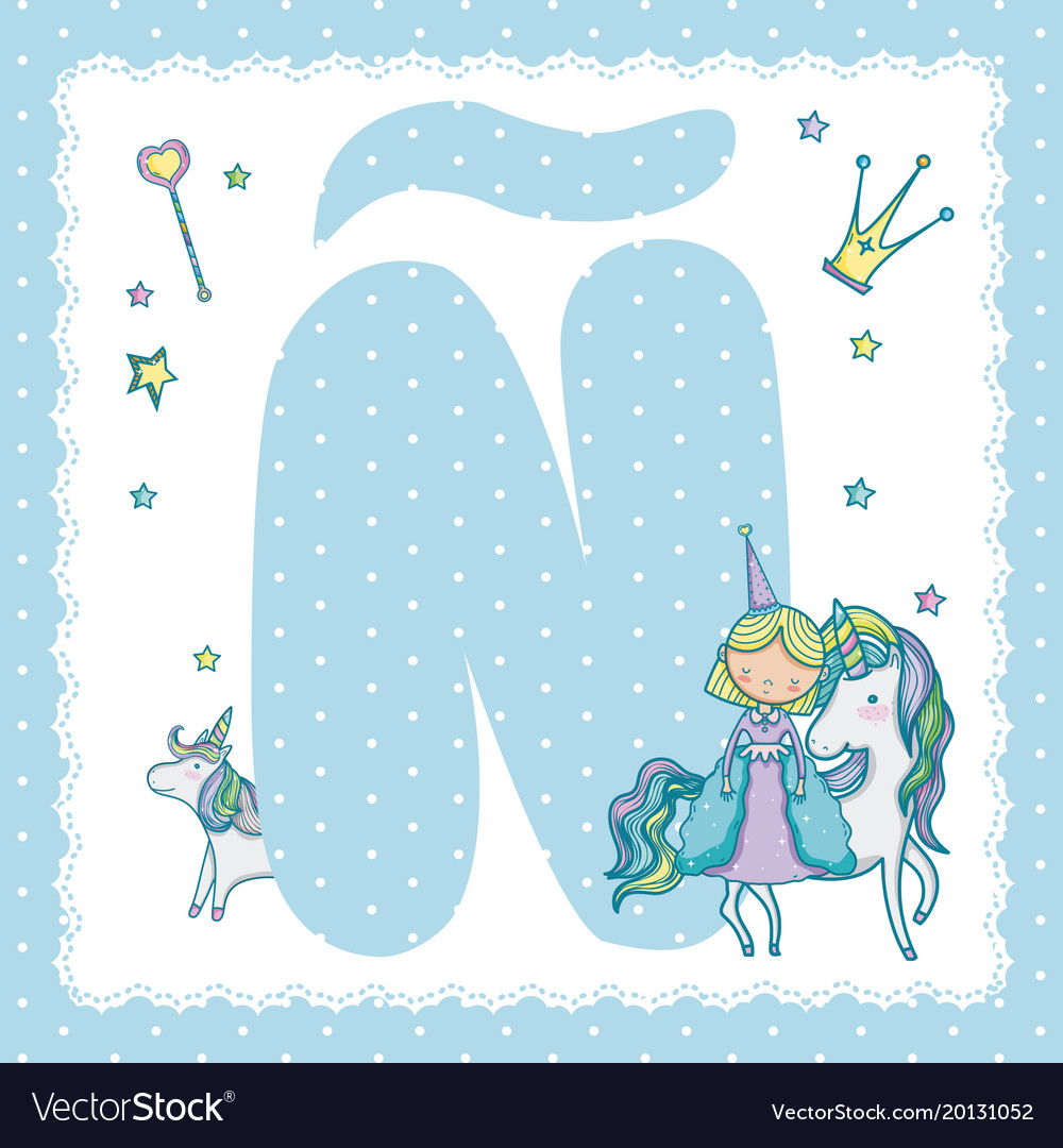 N alphabet letter for kids Royalty Free Vector Image