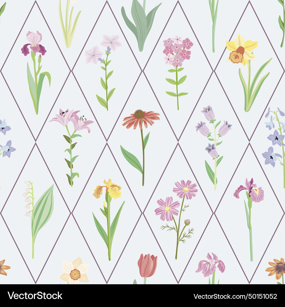 Seamless pattern with flowers Royalty Free Vector Image
