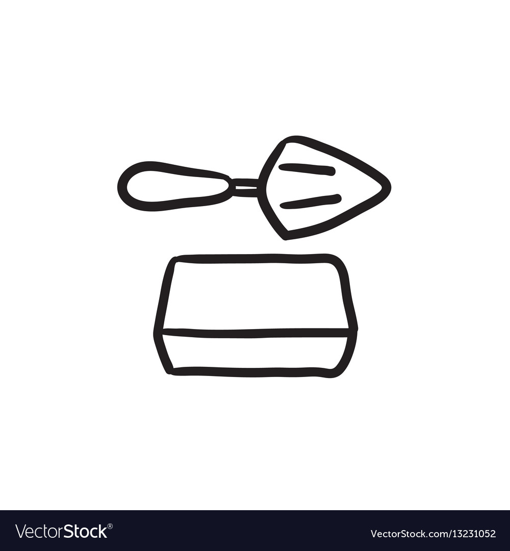 Spatula with brick sketch icon Royalty Free Vector Image