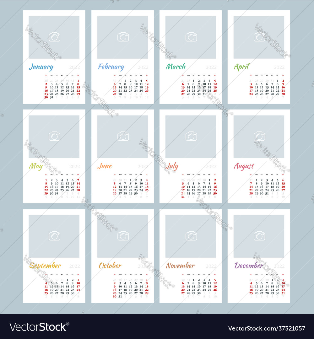 Calendar planner for 2022 template Royalty Free Vector Image