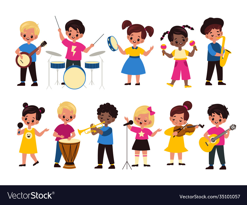 Children music orchestra kids music multiracial Vector Image