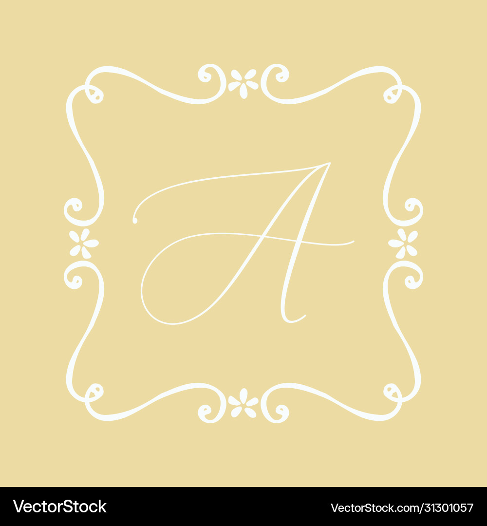 Floral frame or monogram hand drawn element Vector Image