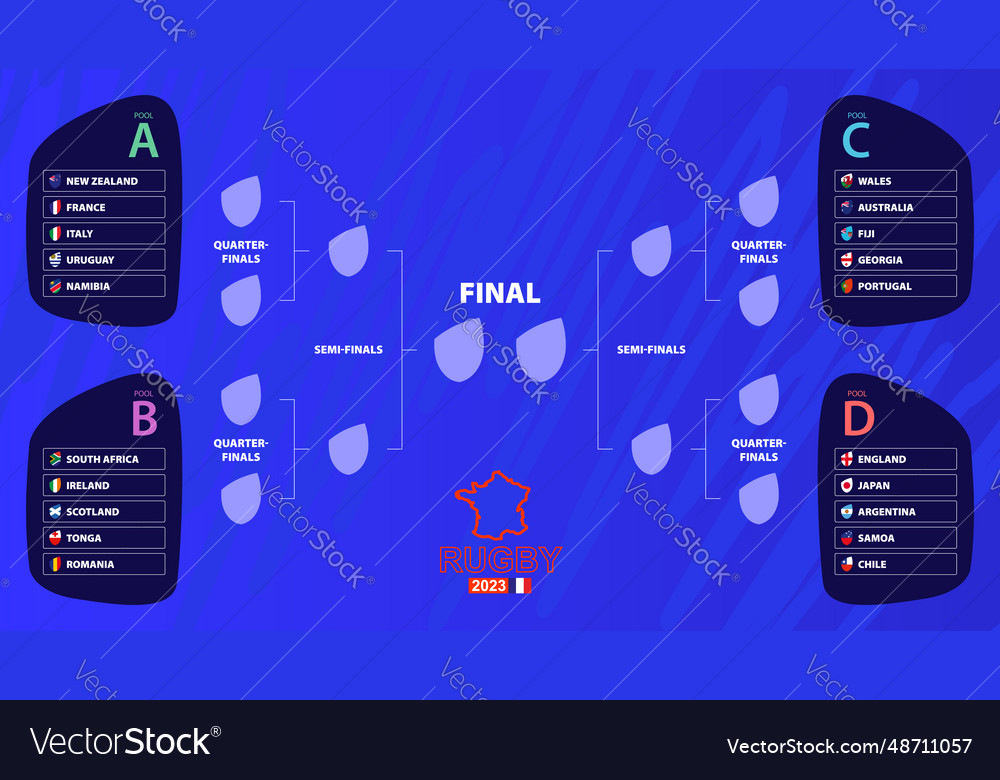 Rugby 203 playoff match schedule with national Vector Image