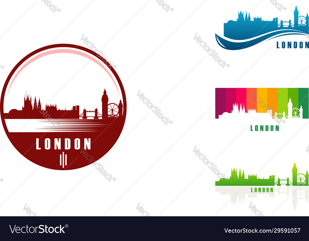 Set various london city skyline silhouette Vector Image