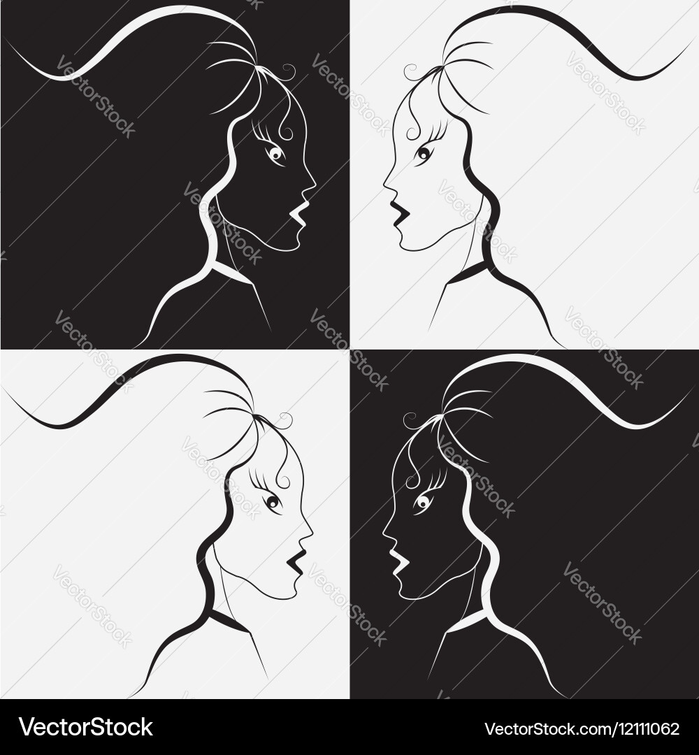 Black and white girl Royalty Free Vector Image