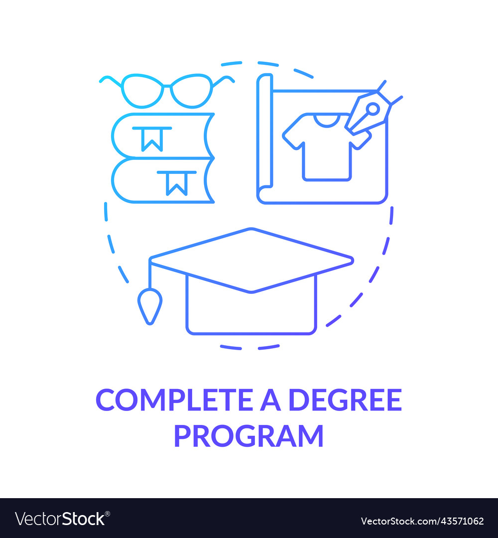 Complete degree program blue gradient concept icon