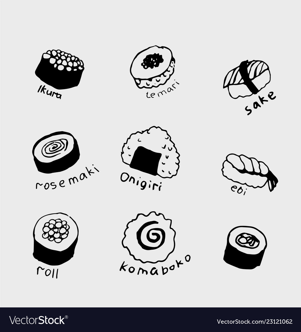 Hand Drawn Collection Of The Different Japanese Vector Image 0683