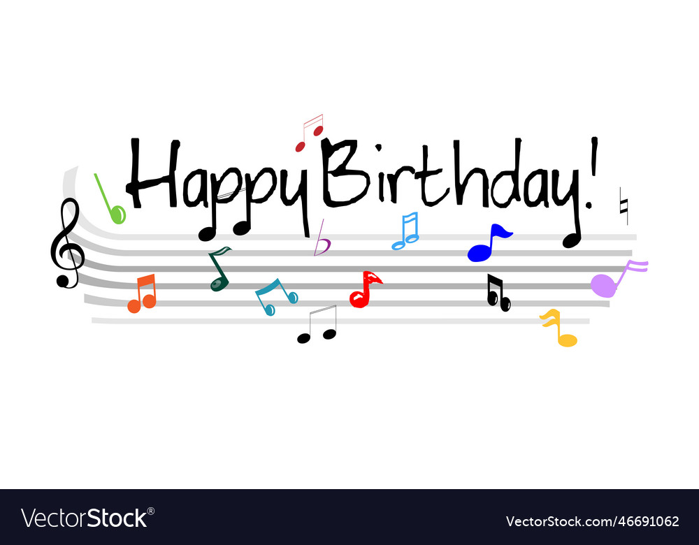 Hand drawn sign happy birthday in music stave Vector Image