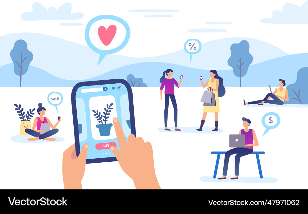 Online buying shop smartphone security Vector Image