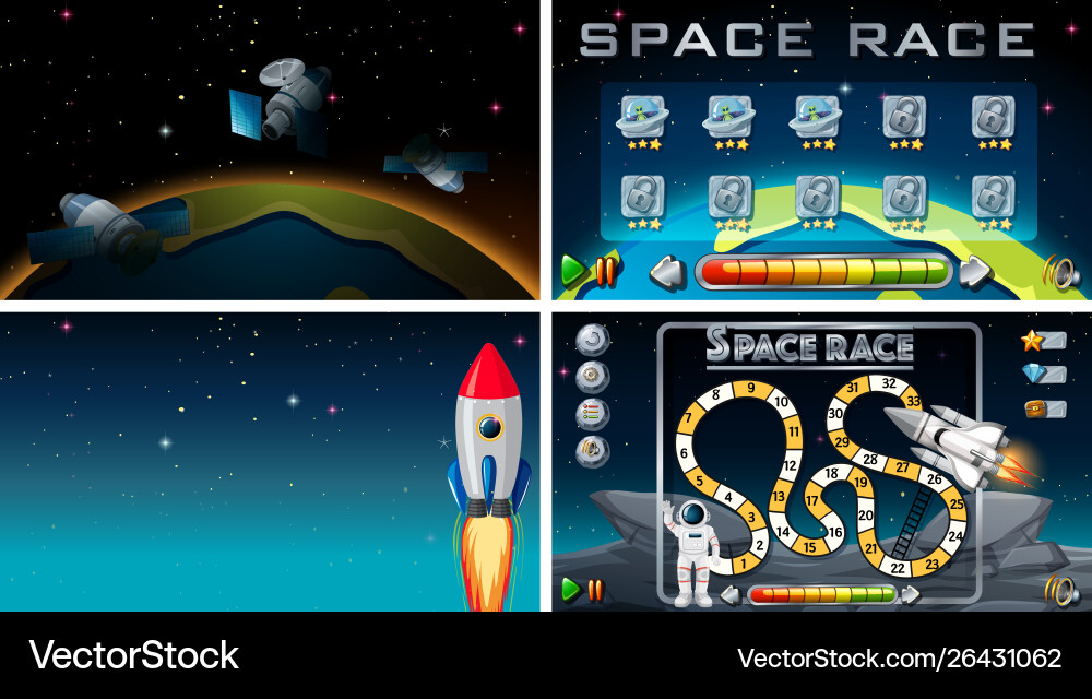 Set space scenes Royalty Free Vector Image - VectorStock