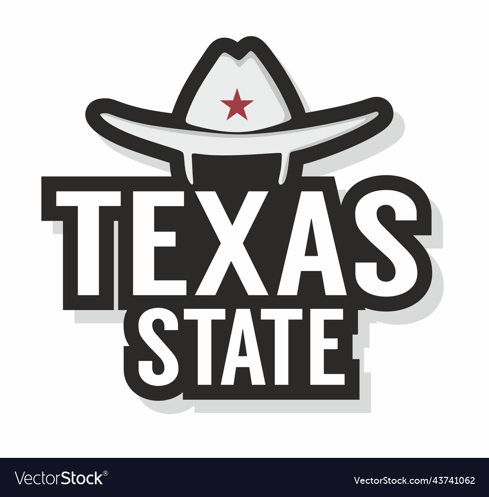 Texas state with white hat Royalty Free Vector Image