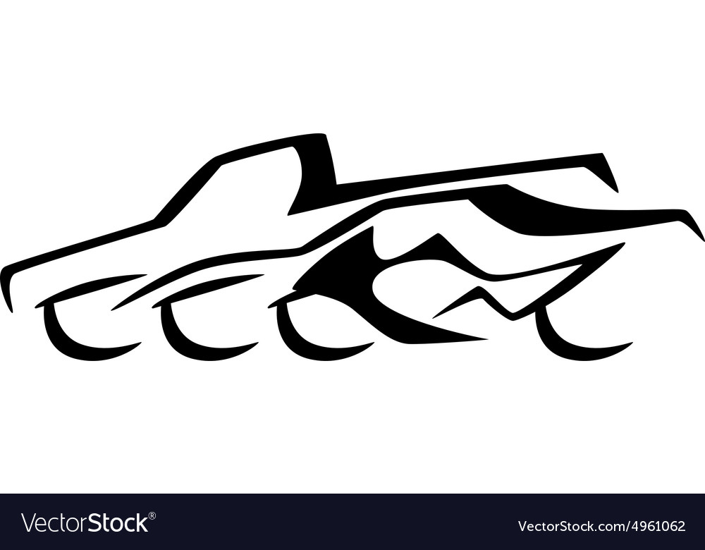 Truck car motorcycle combination silhouette Vector Image