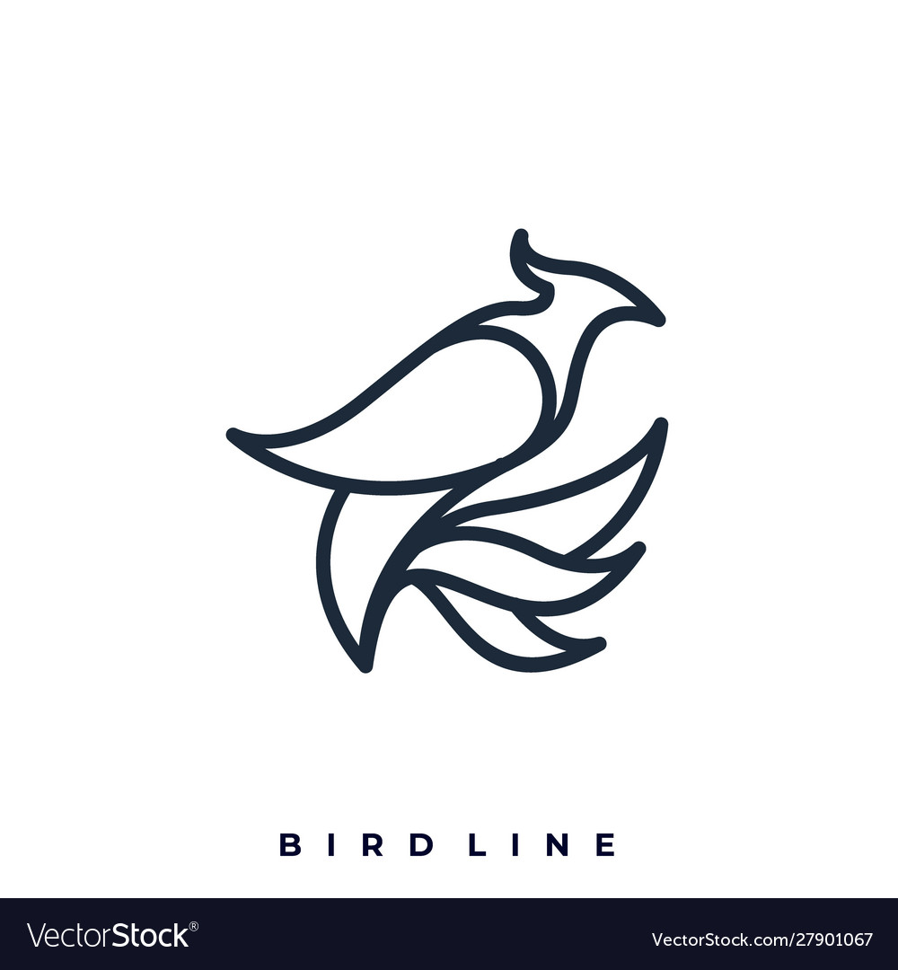 Bird line colorful template Royalty Free Vector Image