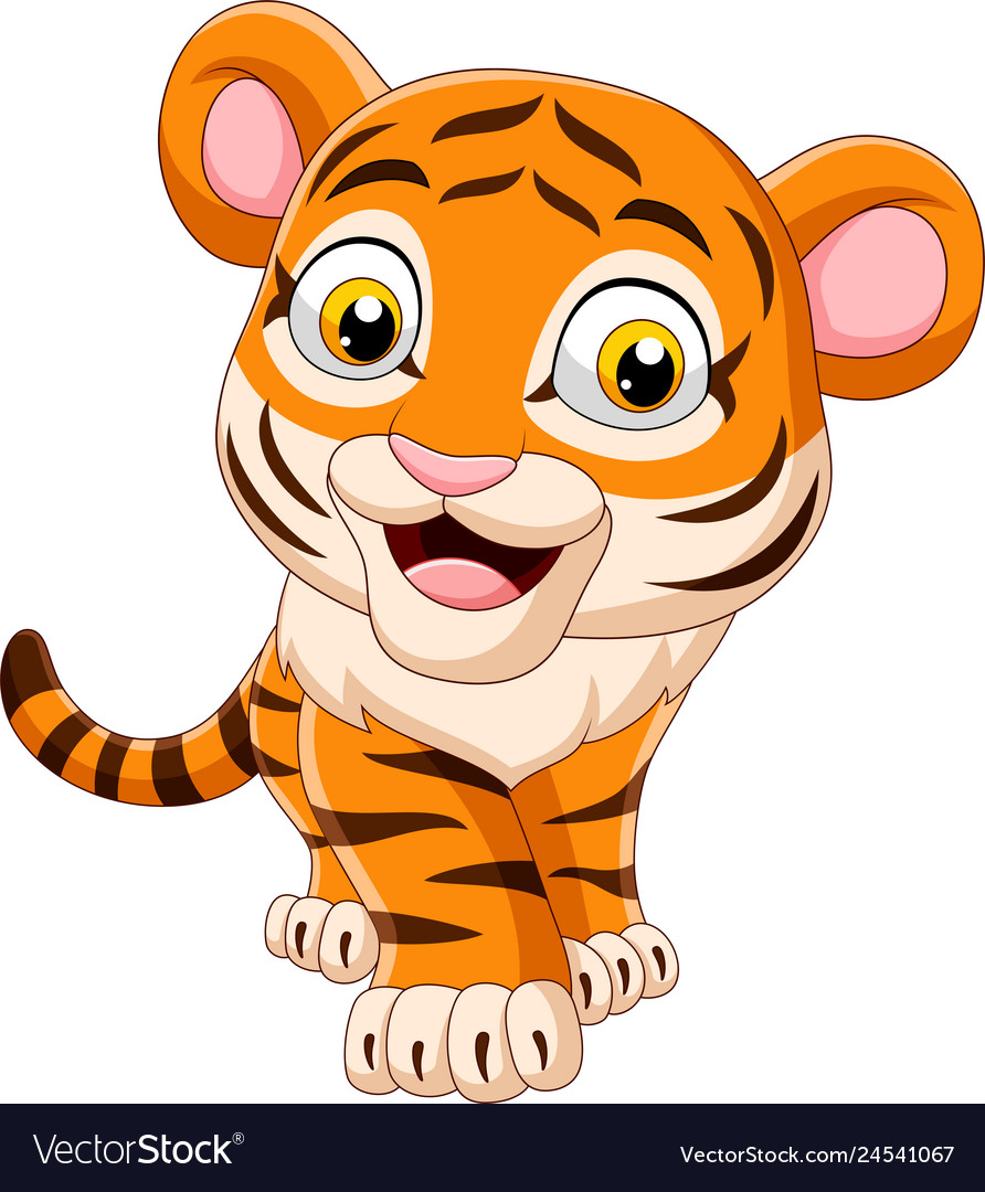 Cartoon funny baby tiger Royalty Free Vector Image