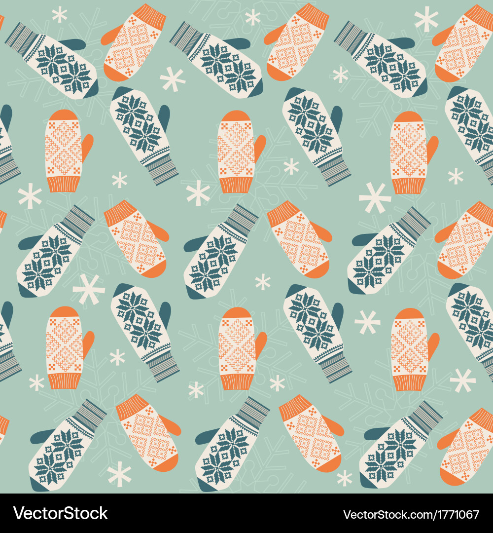 Seamless background with mittens Royalty Free Vector Image