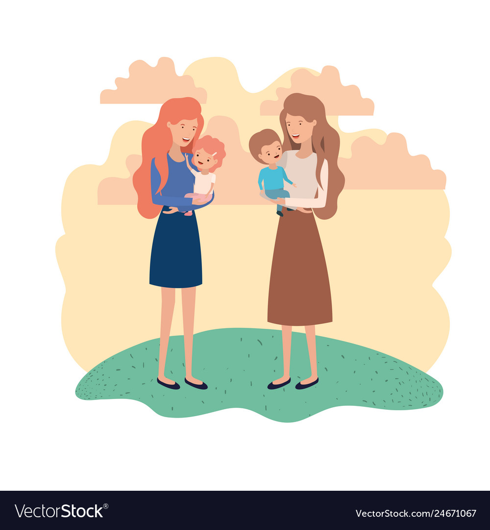 Women with children avatar character Royalty Free Vector