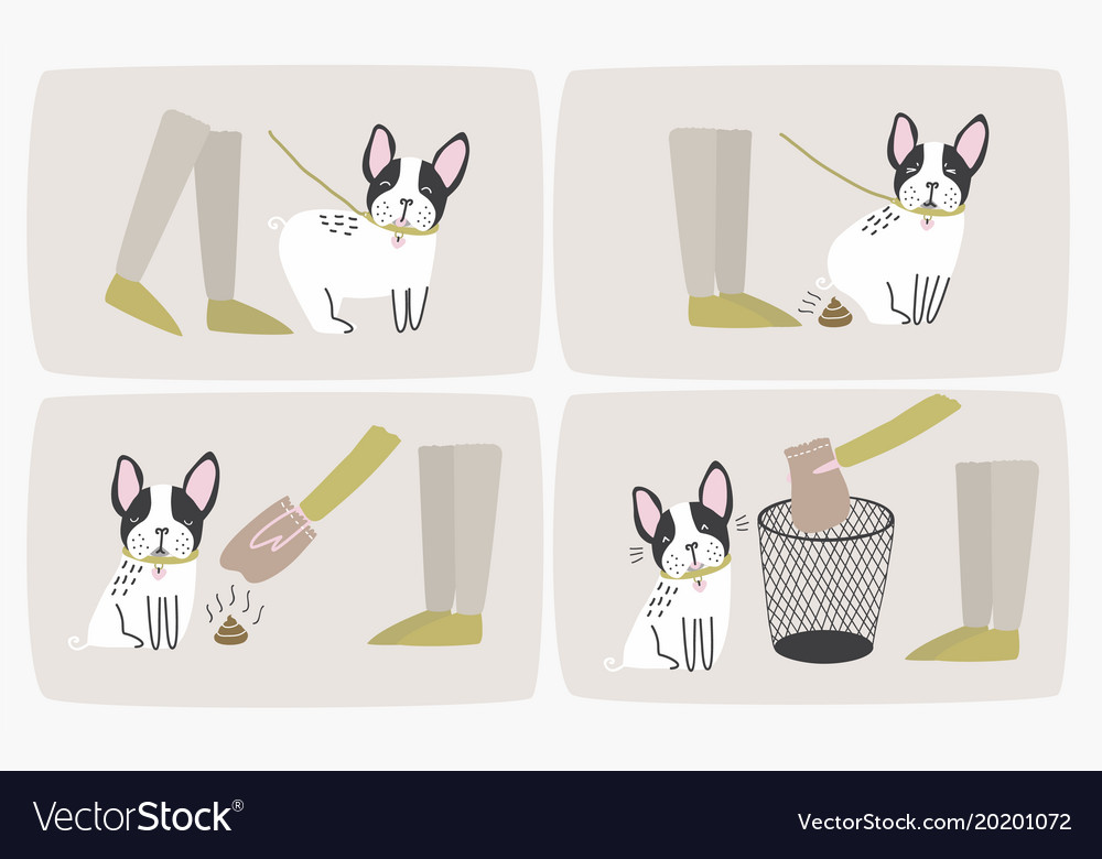 How to pick up dog poop using plastic bag and Vector Image